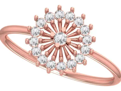 Solitaire Women Light Weight Flower Band Ring 3D print model