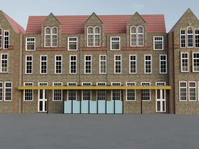 School brick building 3D model