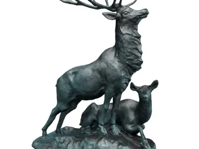 Couple of deers sculpture 3D model