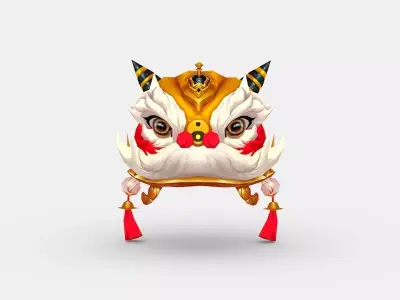 Stylish Lion Dance Head Low-poly 3D model