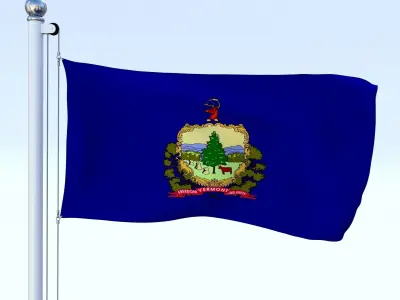 Animated US Flag Pack 3D model