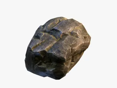 Mossy Boulder 4 Low-poly 3D model