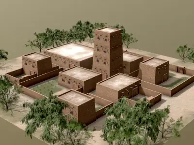 Eastern Village Low-poly 3D model