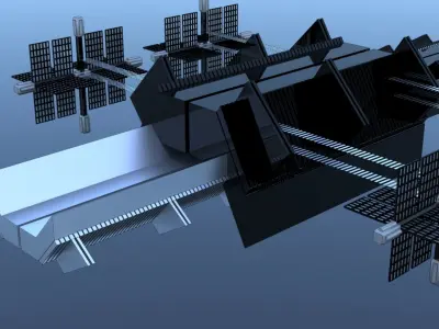 Space Station Spaceship Solar SciFi 3D model