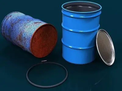 55 gallon barrel open top Free 3D model