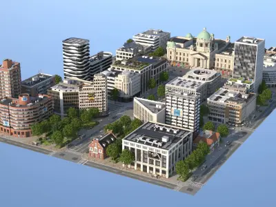 Euro City Low-poly 3D model