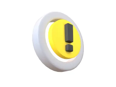 Battery Circle with Exclamation Mark Symbol v1 001 Low-poly 3D model