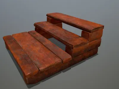 Wood and Rope Low-poly 3D model