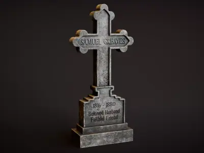 Gothic Cross Tombstone Low-poly 3D model