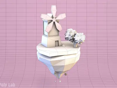 Cartoon Mill Low-poly 3D model