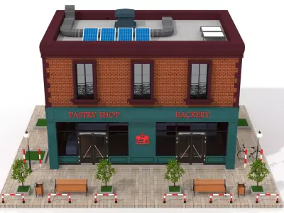 Pastry Shop Low-poly 3D model