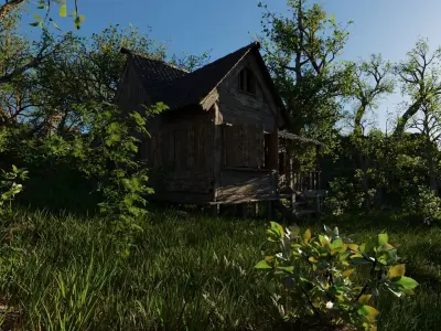 Abandoned cabin Scene 3D model