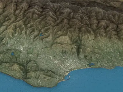 Santa Barbara - Topography Terrain Low-poly 3D model