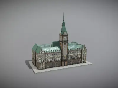 Hamburg Town Hall Low-poly 3D model