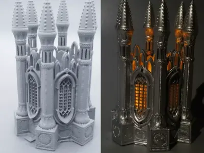 GOTHIC TEA LIGHT LANTERN 1 3D print model