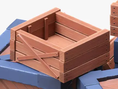 Stylized Wooden Boxes 3D model
