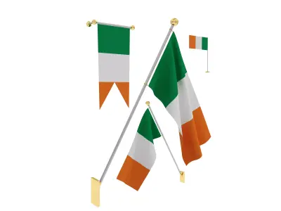 Flags of Ireland 3D model