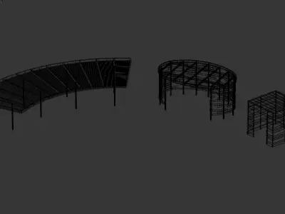 Modular pavilion and pergola structures 3D model