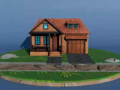 Stylized House Environment Texture and Low-poly 3D model