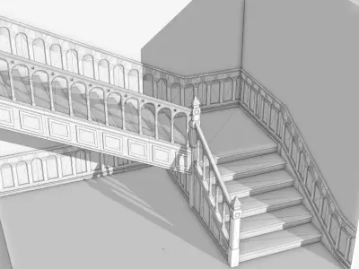 Wooden Staircase - Modular Asset Standard Low-poly 3D model