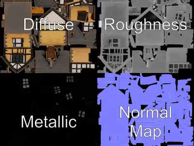 Charming Tudor Cottage model pack Low-poly 3D model