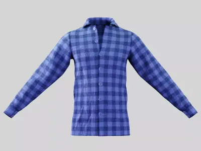 Male Shirt 01 Light Blue  Fannel Checkered Low-poly 3D model