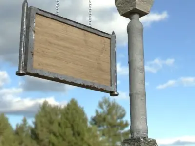 Old Road Sign  - Low Poly Low-poly 3D model