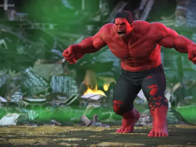  Red Hulk Fur for Maya Rigged 