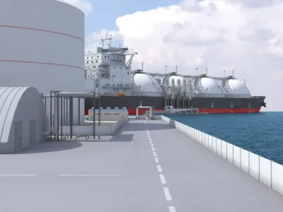  LNG Export Terminal with Gas Carrier Ship 
