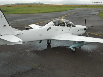  Compact Military Attack Plane with External Fuel Tanks White 