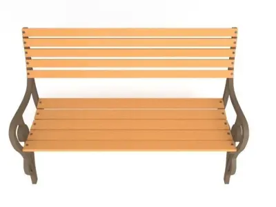 Bench wooden Low-poly 3D model