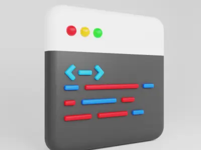 3D Terminal - Code Window Icon Low-poly 3D model
