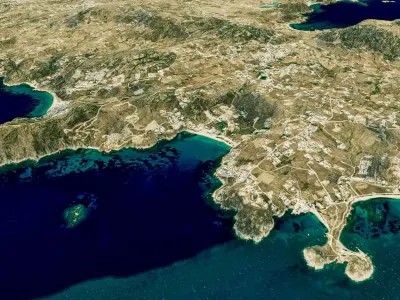 Mykonos Island full 3d model terrain Low-poly 3D model