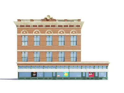 Brick Building 3D Model 3D model purchase