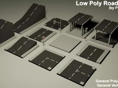 Roads Low-Poly pack Low-poly 3D model