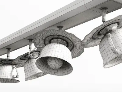 illuminator light fixture with four lights 3D model