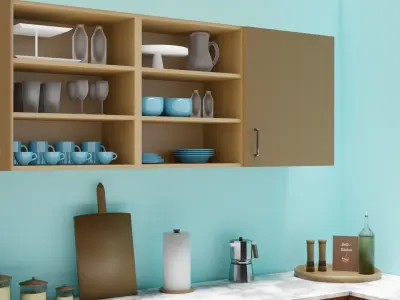 Doll Kitchen Low-poly 3D model