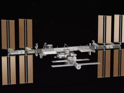 ISS International Space Station - Realistic Highpoly 3D Model Low-poly 3D model