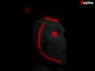 Robot head Low-poly 3D model