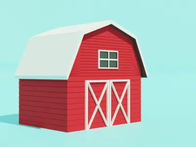 Low Poly House 3D Model barn Low-poly 3D model