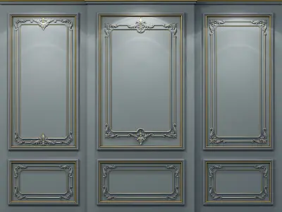 Wall molding 21 Boiserie classic panels Low-poly 3D model