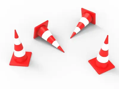 TRAFFIC CONE Low-poly 3D model 25