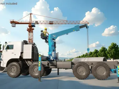  Truck with Telescopic Crane Manipulator Rigged for Cinema 4D 