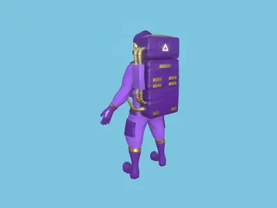 Astronaut Outfit 06 - Purple Gold - Character Design Fashion Low-poly 3D model