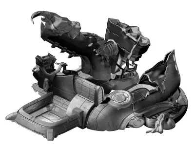 High temperature melting - object debris 01 3D model