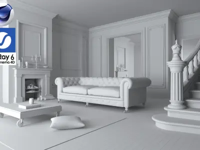 Living Room - Vray6 - C4D 3D model