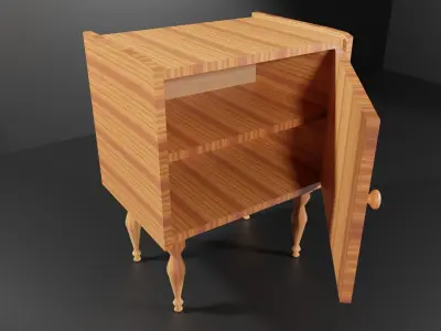 Wood Bed Side Table Low-poly 3D model