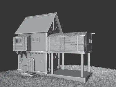 fantasy Stylized Medieval House b10 3D model
