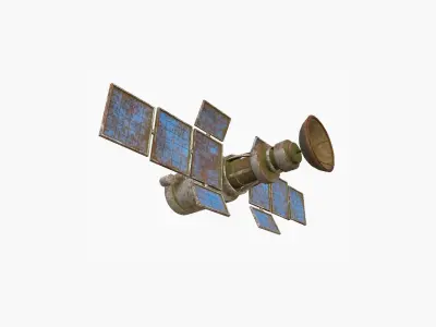 Satellite A11 Destroyed - SciFi Space Design Low-poly 3D model