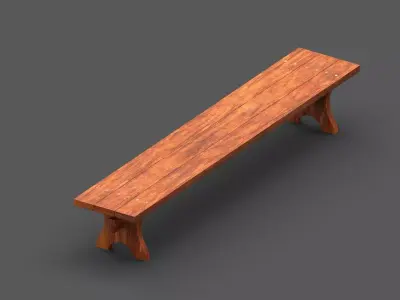 Street Bench Low-poly 3D model